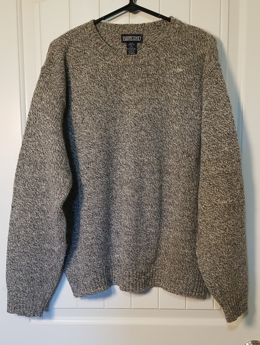Lands' End Men's Marled Gray 85% Wool Crewneck Sweater Size Medium